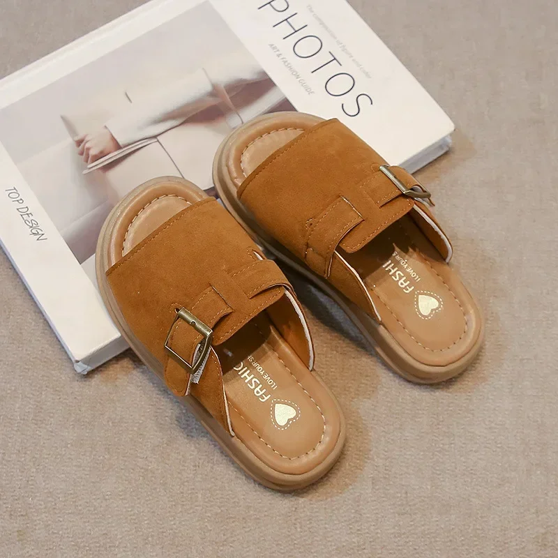 

Kids Beach Shoes Outdoors Non-slip Soft Sole 2025 Summer New Girls Slippers Retro Ins Trendy Boys Sandals Versatile Open Toes