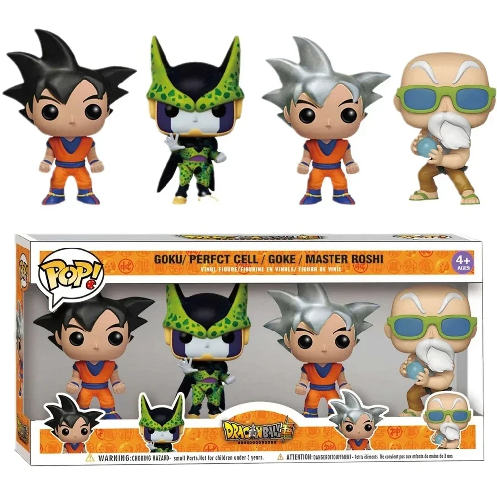 Funko POP-figuras de acción de Dragon Ball Z, 4 piezas, 3-3,5 pulgadas, GOKU PERFT CELL MASTER, ROSHI, vinilo Clint, modelo cole