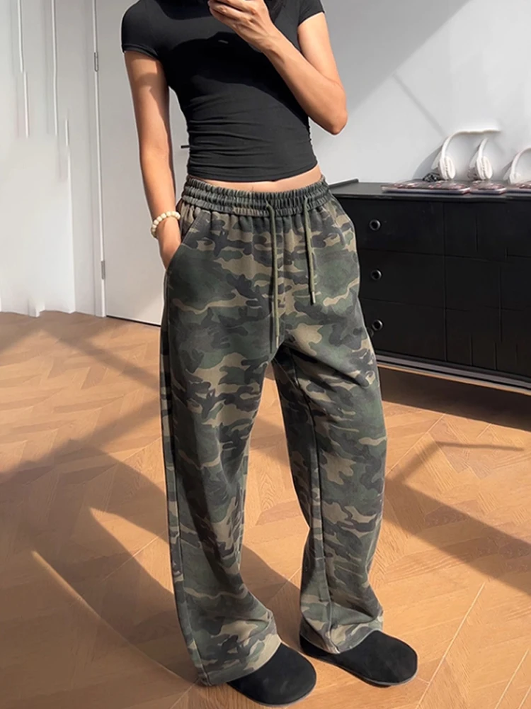

Ретро американский камуфляжный нож, прямые брюки, свободный крой, повседневные брюки для мужчин и женщин, модная уличная одежда