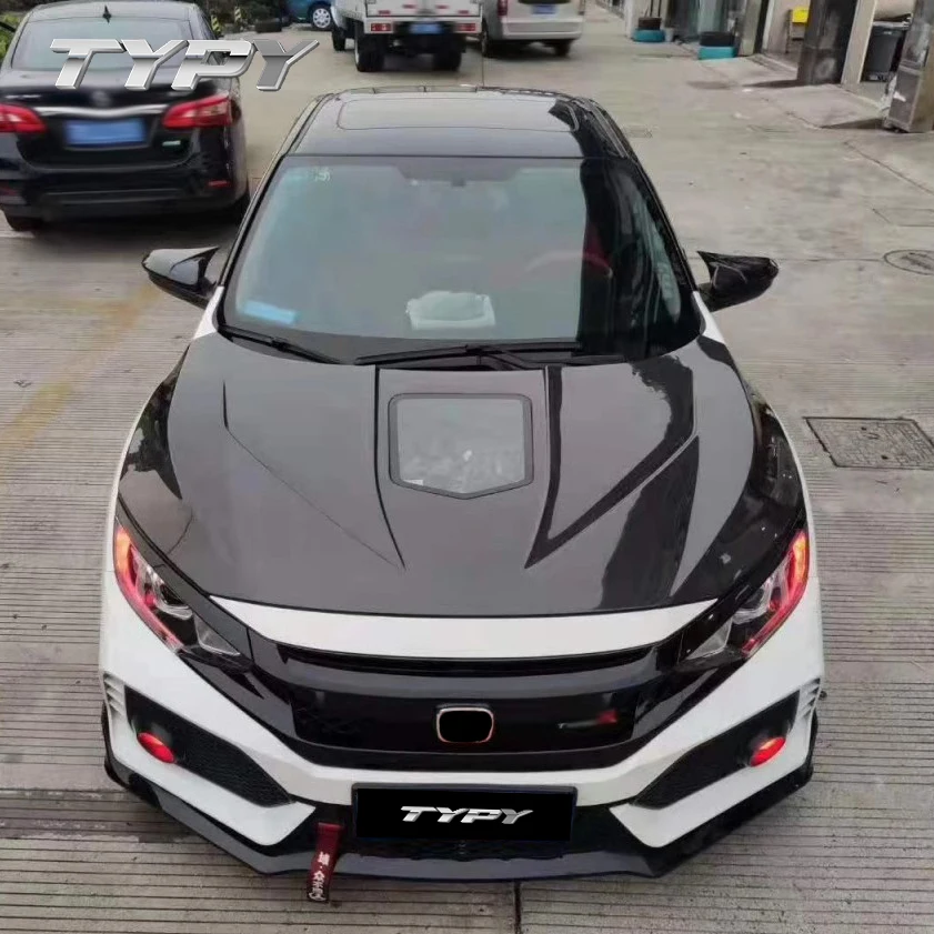 Car Modified Accessories carbon fiber Engine Hood transparent Engine Hood Body Kit For Honda Civic