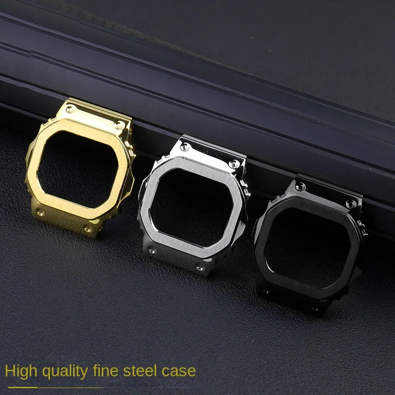 For Casio 3229 DW5600 mod kit GSHOCK small block GW5610 DW-5600 GW-B5600 metal strap+case precision steel simple solid color sex