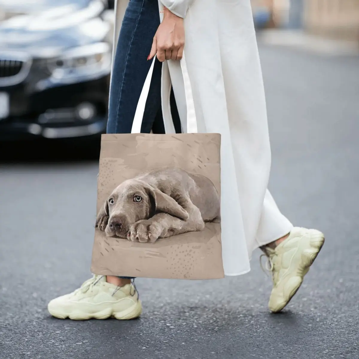 Weimaraner Puppy Shopping Bags Reusable Canvas The Tote Bag Girls Shoulder Tote Travel Handbag