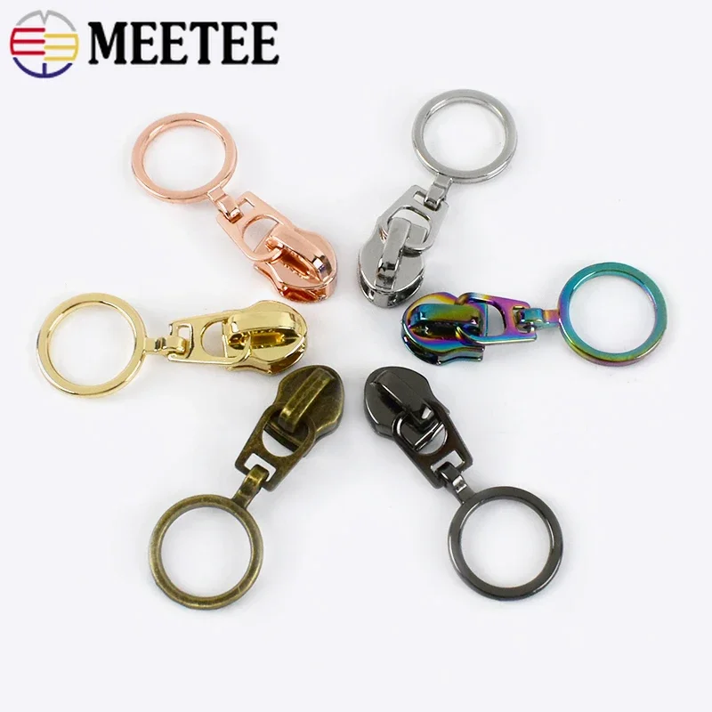 10/20Pcs Meetee 5# Zipper Sliders for Nylon Zips O Ring Puller Jacket Bag Zippers Repair Kits Zip Head DIY Sewing Accessories