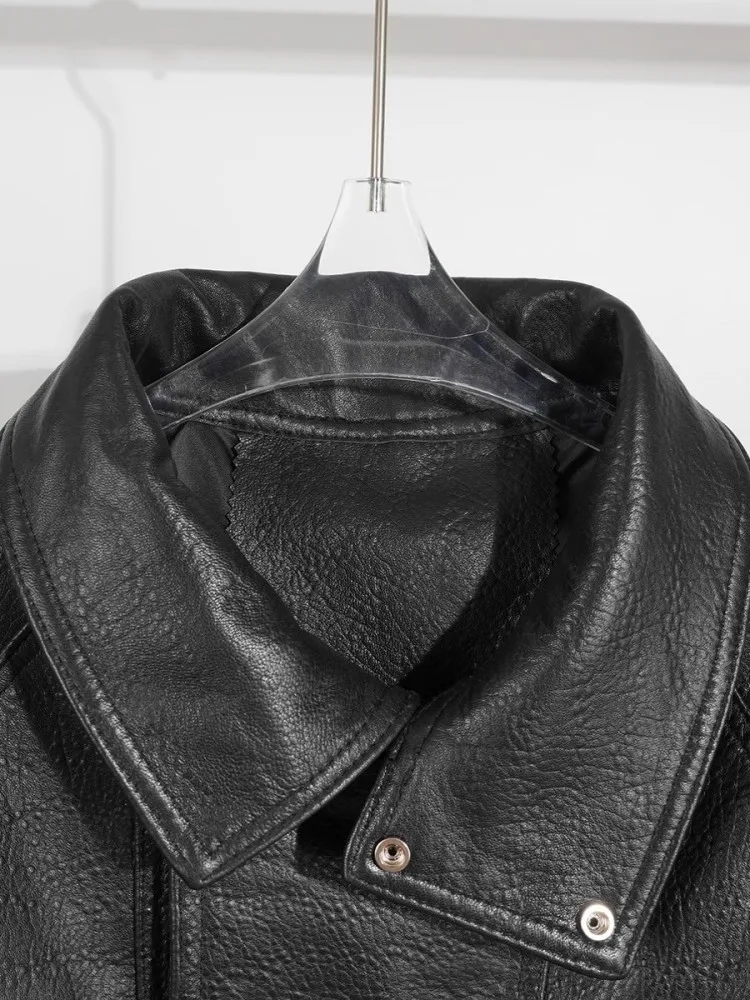 Veste en cuir véritable pour femme, manteau de moto, coupe adt, conception à simple boutonnage, punk, peau de mouton véritable, printemps, automne