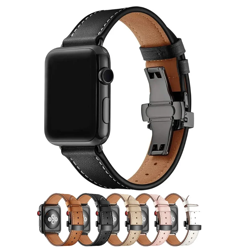 

Leather strap for Apple watch Ultra 9 8 7 6 5 4 SE 49mm 45mm 41mm 44mm 40mm Men/women bracelet strap for iwatch 42mm 38mm Correa