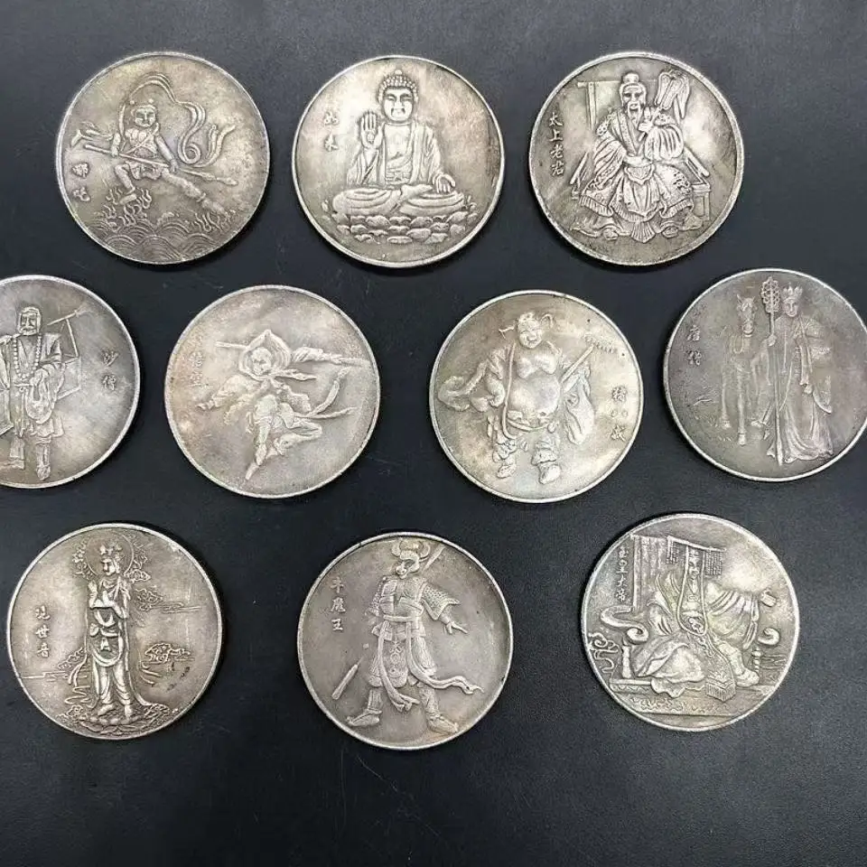 Antique Silver dollar silver coin collection,a set,10 Journey to the West,Collection&Adornment,Free shipping