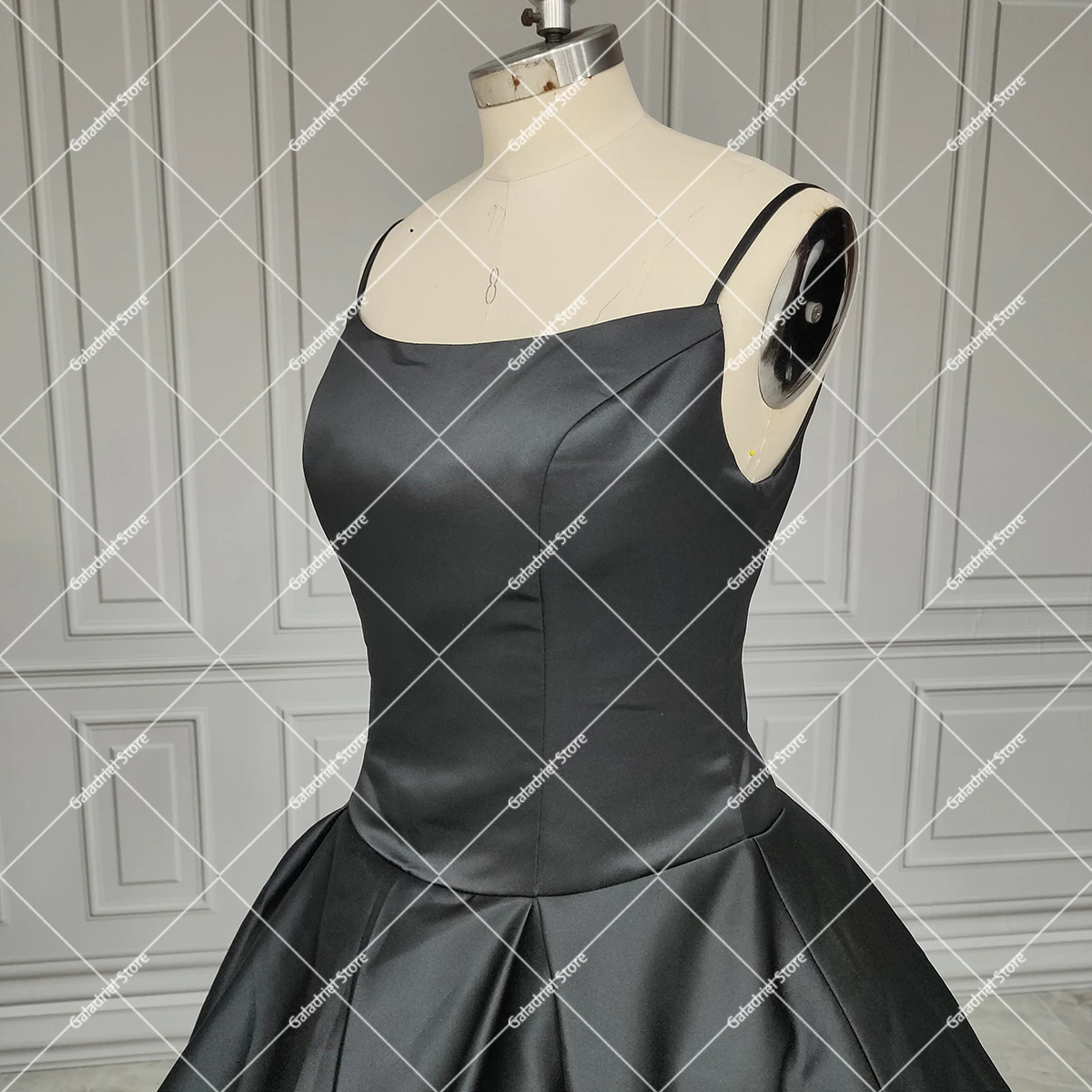 Thin Suspenders Puffy Customized Gothic Satin Quinceanera Ball Gowns Zipper Back Brush Train Real Photos Evening Wedding Gowns image 5
