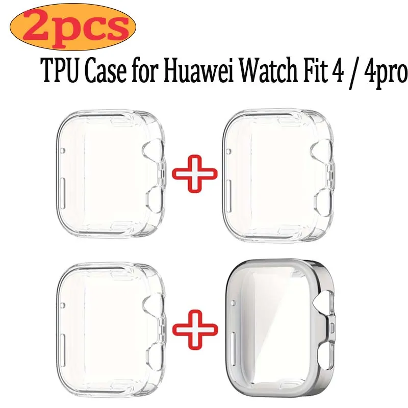 2-teiliges TPU-Gehäuse für Huawei Watch Fit 4/4pro Smart Band, vollständige Abdeckung, TPU-Displayschutzfolie, vollständige Filmschale, Smartwatch-Schutz