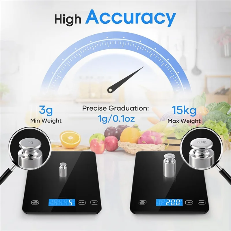 2025 Trendfood Scales 33Lb/15Kg Digital Kitchen Scale Grams And Ounces For Cooking Baking Rechargeable Electronic Scale