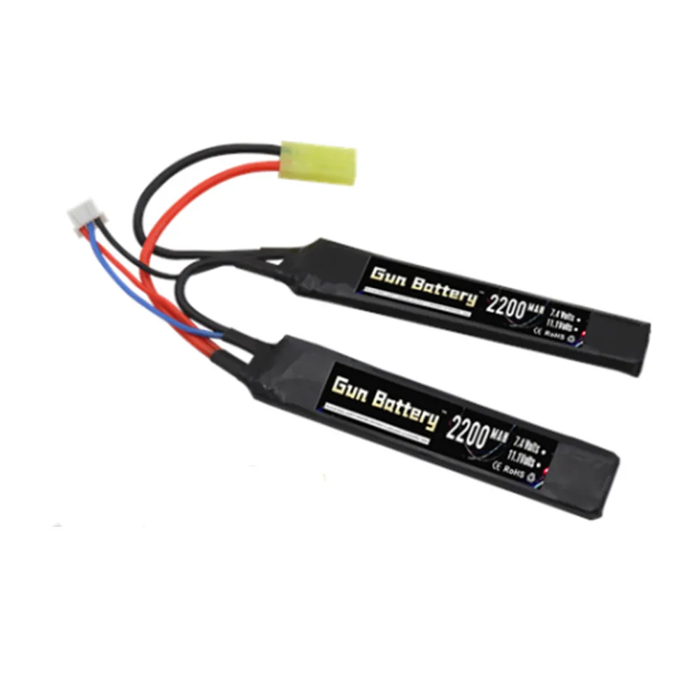 2S 7.4V Battery for Water Gun 7.4v 2200mAh Lipo Battery Split Connection for Mini Airsoft BB Air Pistol Electric Toys Guns Parts