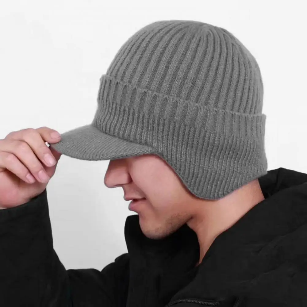 Adjustable Ear Cover Warm Knitted Ear Hat with Long Brim Anti slip Design for Outdoor Activities Gift for Father