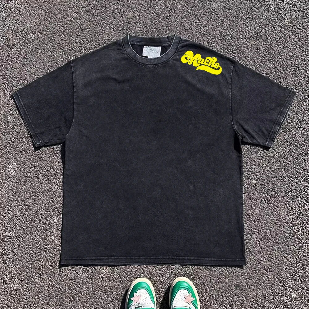 

Hassan Beige Studio 220g Breathable oulder Version Artistic Design Special Letter T-irt Faionable Sun Protection Men'...