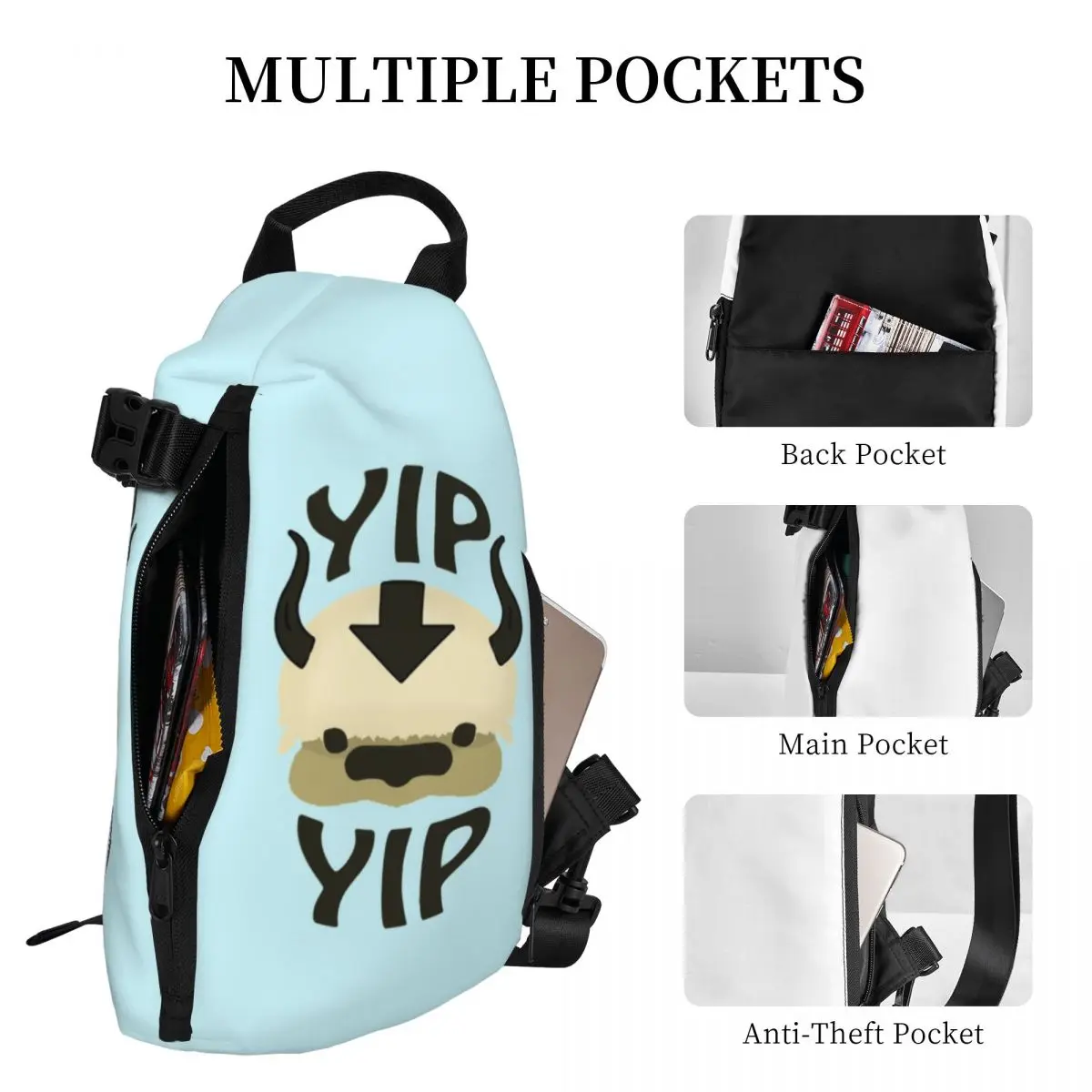 YIP YIP APPA Avatar The Last Airbender Shoulder Bags Tv Show Cool Chest Bag Travel Streetwear Sling Bag School Print Small Bags