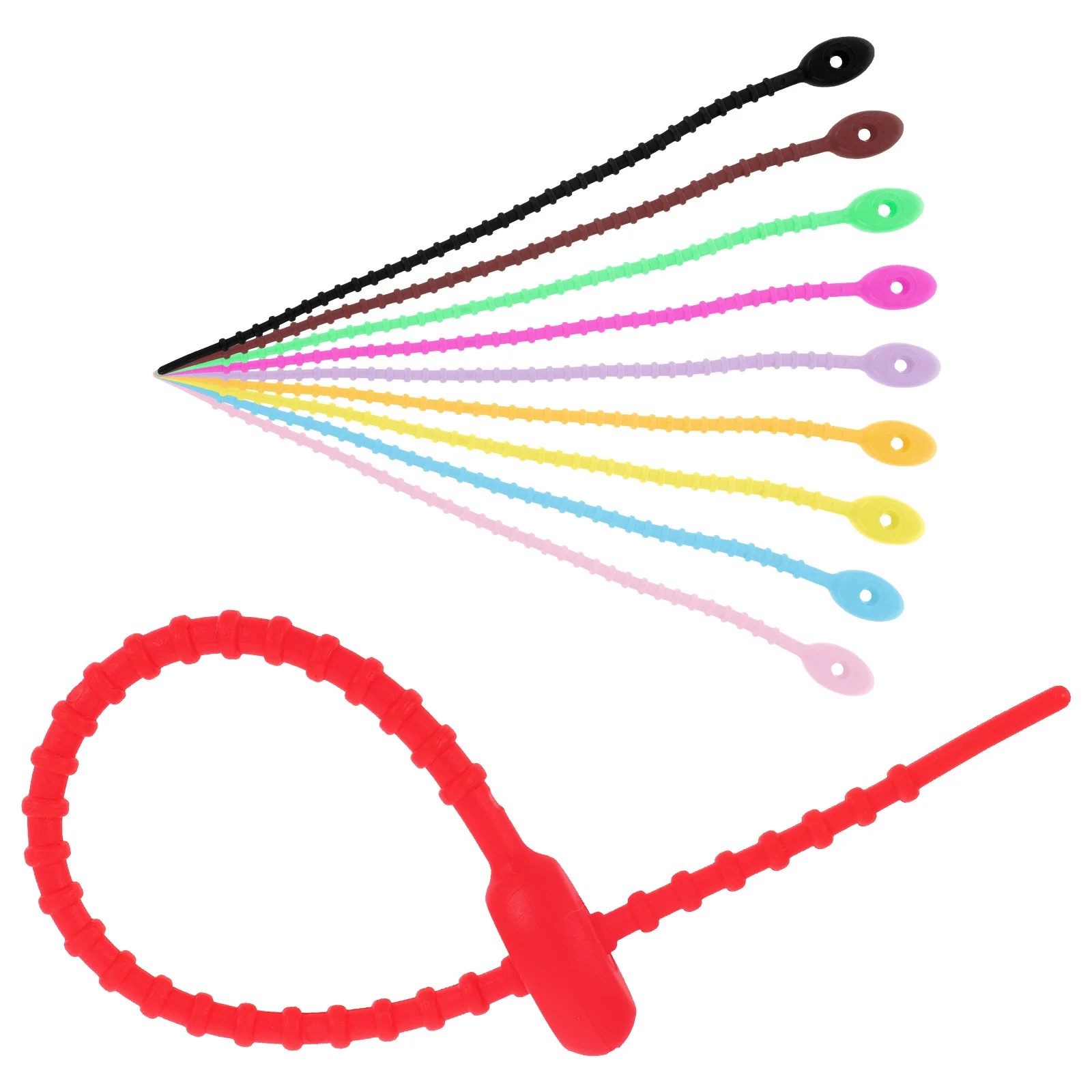 

10 Pcs Silicone Tie Cord Ties Management Elastic Wraps Cable Organizer Fastener for Electronics
