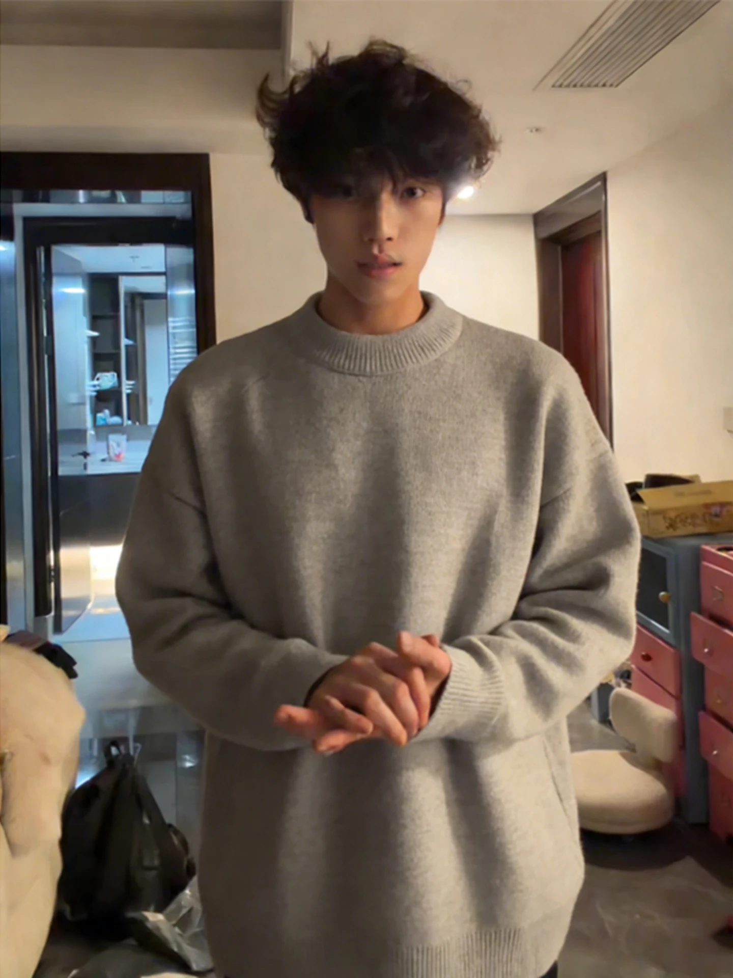 

ay Fce Lined round Ne Knitwear Men's Autumn Winter Cleanfit Boting Low Ne American Sle Sweater Soft Loose Fit