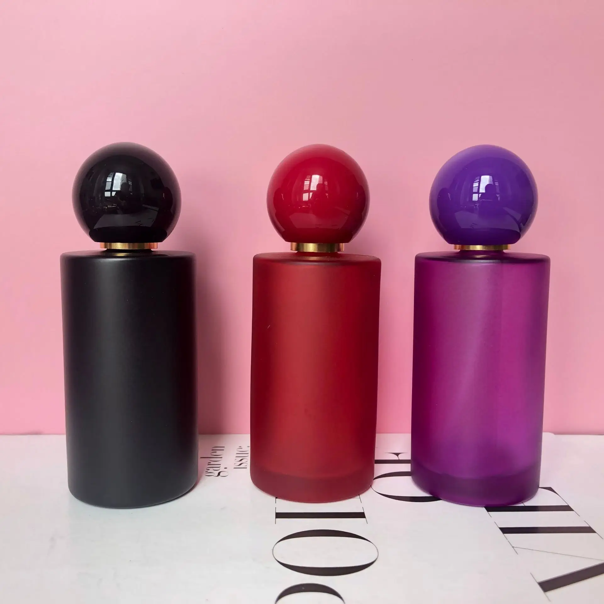 10/20pcs Empty 50ml Perfume Spray Bottle High-grade Colored Ball Cap Scent Pot Glass Portable Exquisite Cosmetic Container