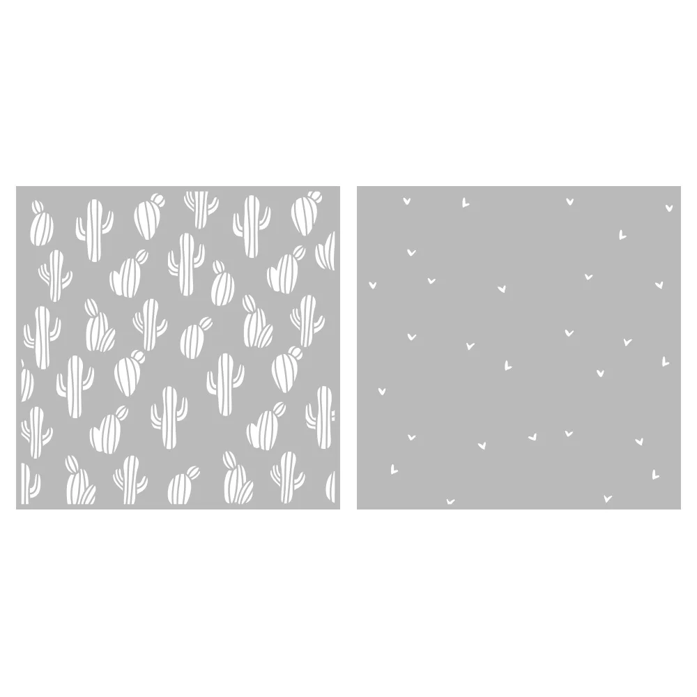 MangoCraft 2PCs Background Cartoon Cactus Stencil For Decor DIY Scrapbooking Supplies Embossing Stencils For Paper Cards Diary