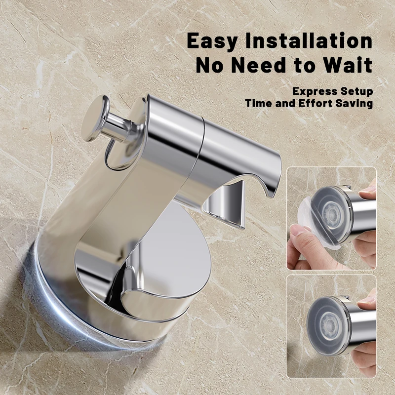 New Shower Holder 360°Adjustable Self-adhesive Shower Head Stand Bracket, Suction Cup Shower Head Holder Bathroom Accessories