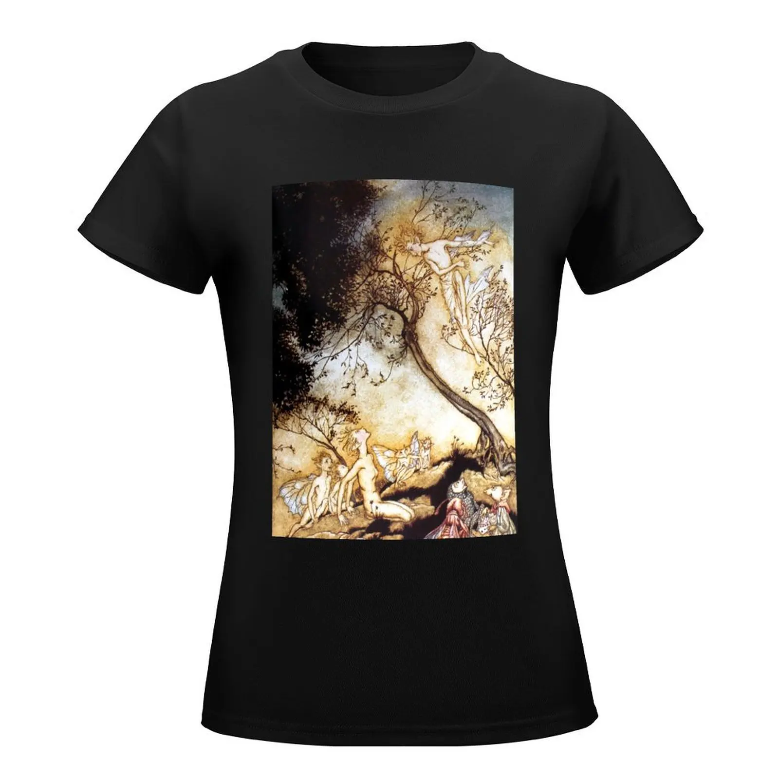 Ariel and Fairies - The Tempest - Arthur Rackham T-Shirt hippie clothes funny tops Women