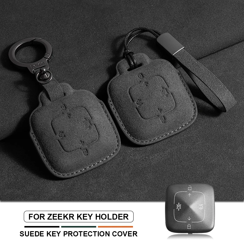 

4 Buttons Car Remote Key Case Cover for Zeekr X 001 007 009 Suede Full Protector Fob Keychain Keyring Decoration Accessories