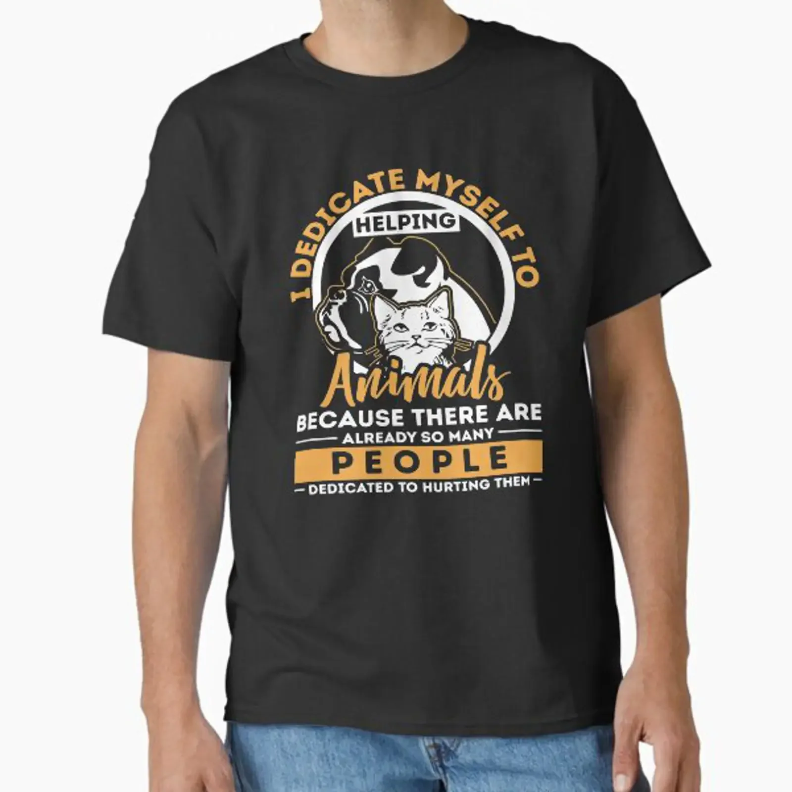 I Dedicate My Self To Helping Animals Classic T Shirt vintage Washed Top For Everyday Wear homme Comfortable Unisex Versatile