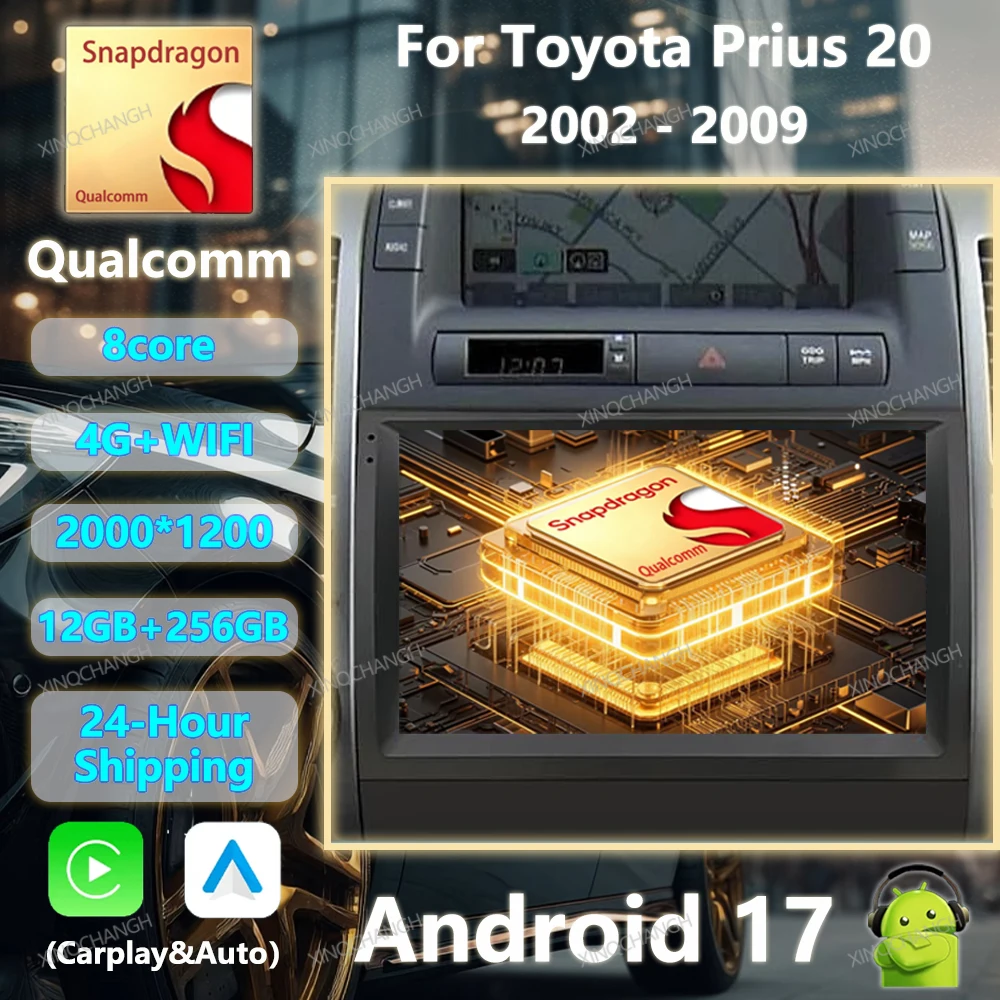 Android 17 Car Radio For Toyota Prius 20 2002 2003 2004 2005 2006 2007 2008 2009 Multimedia Video Player Carplay Auto Head Unit