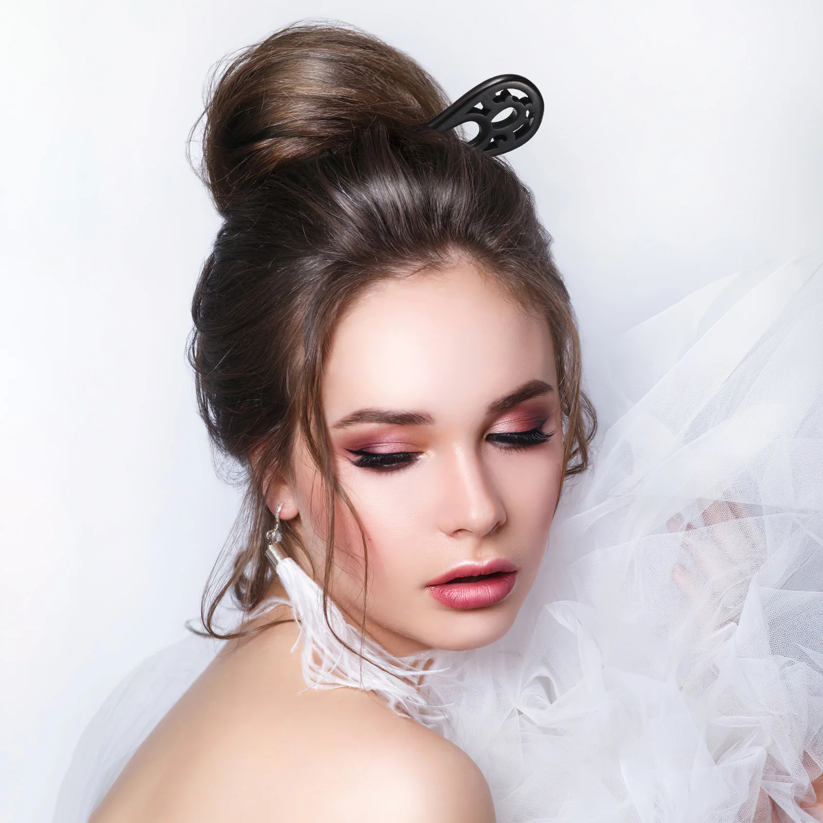 دبوس شعر على شكل حرف U مصنوع يدويًا من خشب الأبنوس للسيدات، إكسسوارات شعر كلاسيكية أنيقة مثالية للحفلات غير الرسمية