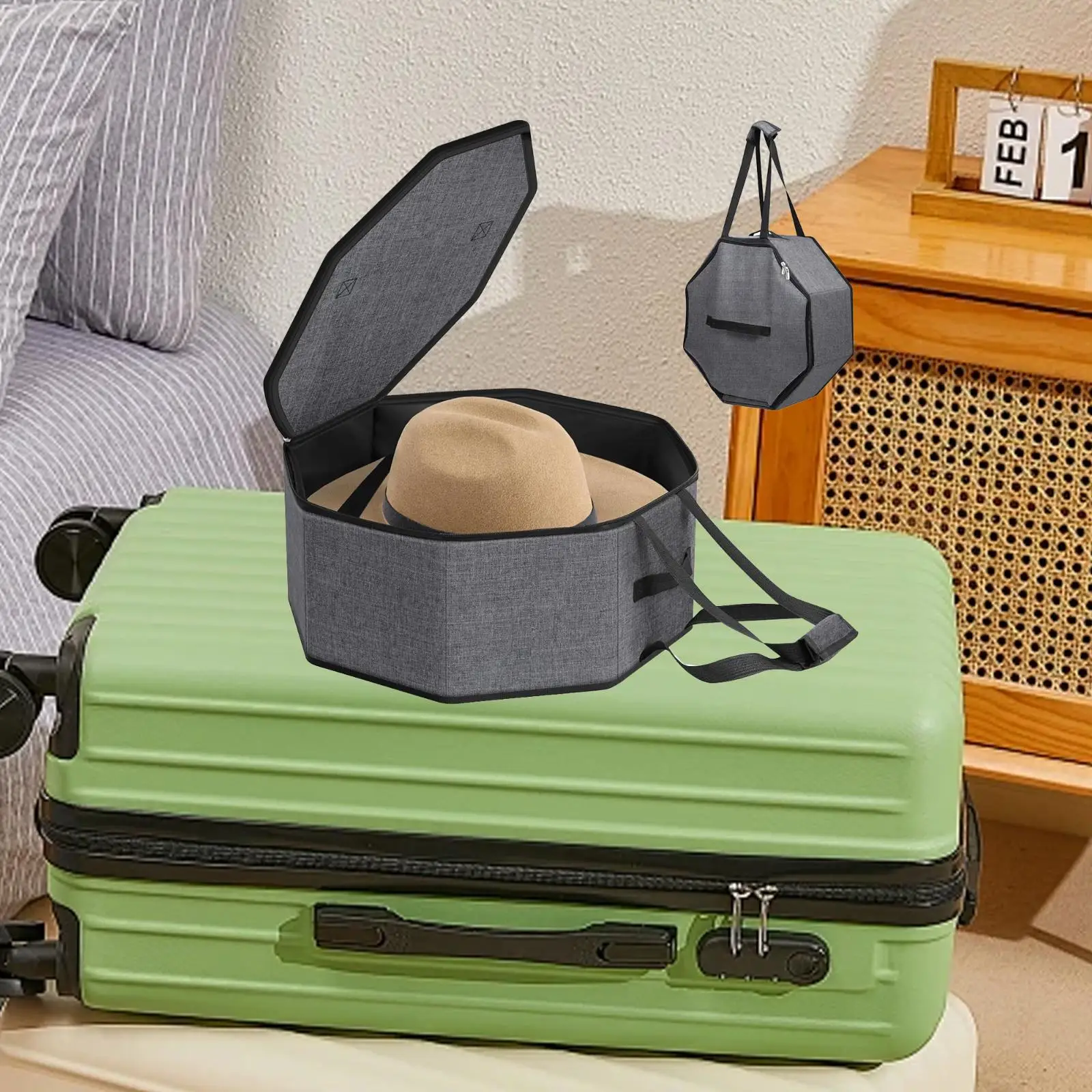 Hat Storage Box Travel Zipper Closure Practical Portable with Elastic Straps Lightweight Cowgirl Hat Holder Hat Organizer Bag