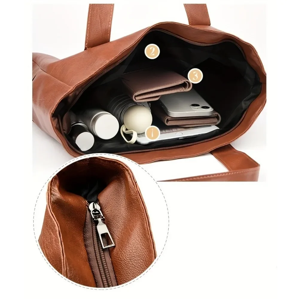 Modische Damenhandtasche - Geräumige und multifunktionale Umhängetasche mit Sicherheitsreißverschluss und strapazierfähigem Kunstleder – Detail 5