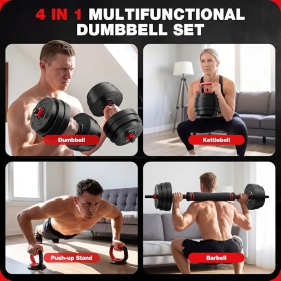 AD01 Adjustable Dumbbells Set 30/45/70lb Multi-Function Free Weight Set Metal Gray for Home Gym Use as Kettlebells Barbell Push