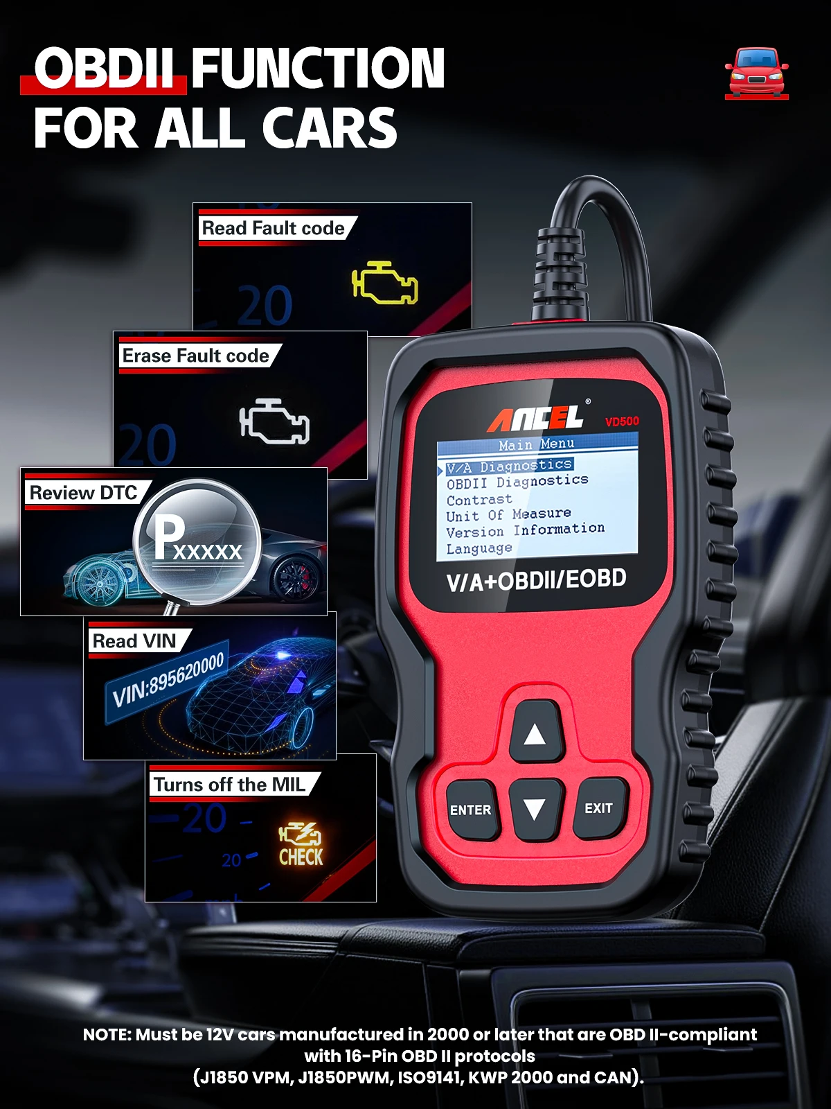 ANCEL VD500 Auto Diagnostic tool voor VW Audi Skoda sat Scanner OBD2 lezen Effacement motor Codes ABS, verzonden vanuit Frankrijk - afbeelding 2