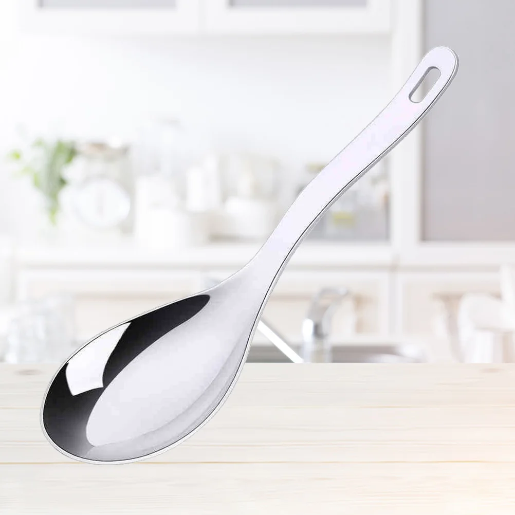 

Stainless Steel Rice Spoon Ergonomic Handle Food Serving Spoon for Soup Stews Kitchen Restaurant Soup Scoop
