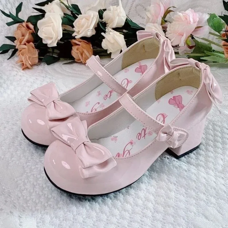 

Women's Shoes Sweet Cute Lolita Shoes Light PU Leather High Heels Single Shoe Japanese Style Sweet Skirt Footwear Mary Jane Shoe