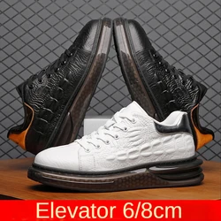 Męskie lekkie miękkie podeszwy zwiększające buty dla mężczyzn Outdoor Genuine Leather Heighten Sneaker Man oddychające antypoślizgowe obuwie trekkingowe