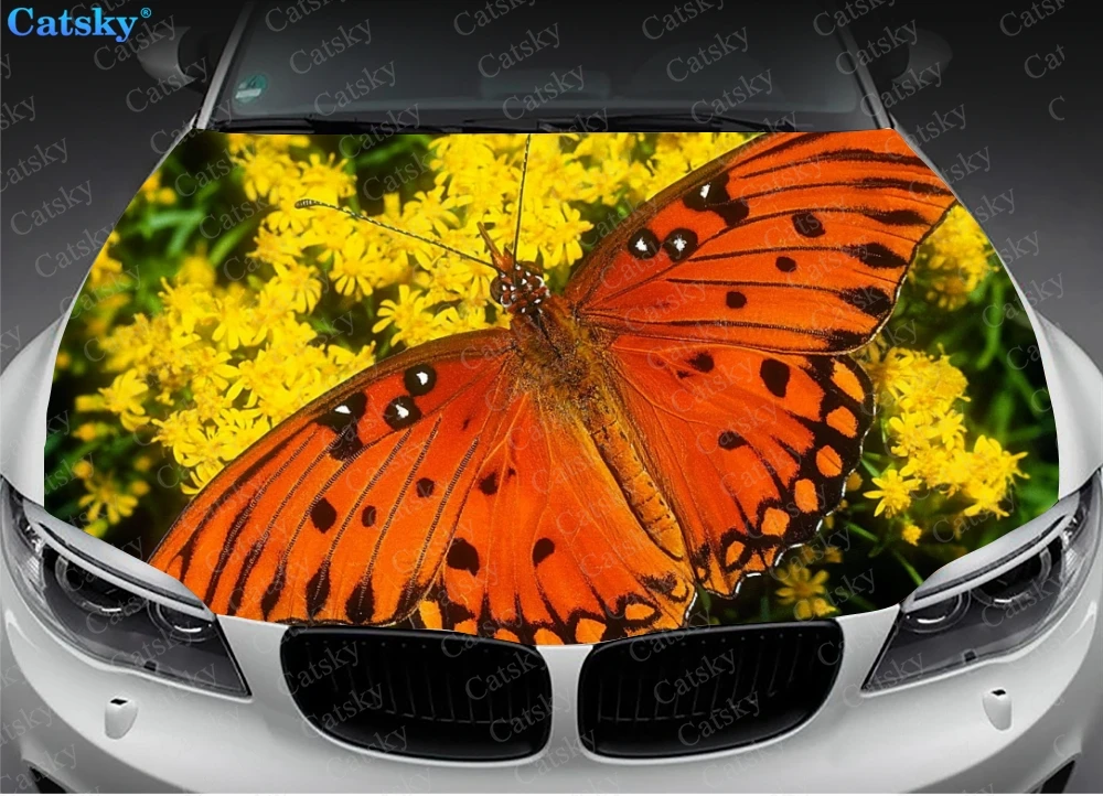 Animal Butterfly Custom Car Hood Vinyl Sticker Wrap Film Engine Cover Decal Protect Sticker Car Body Accessories Decoration Gift