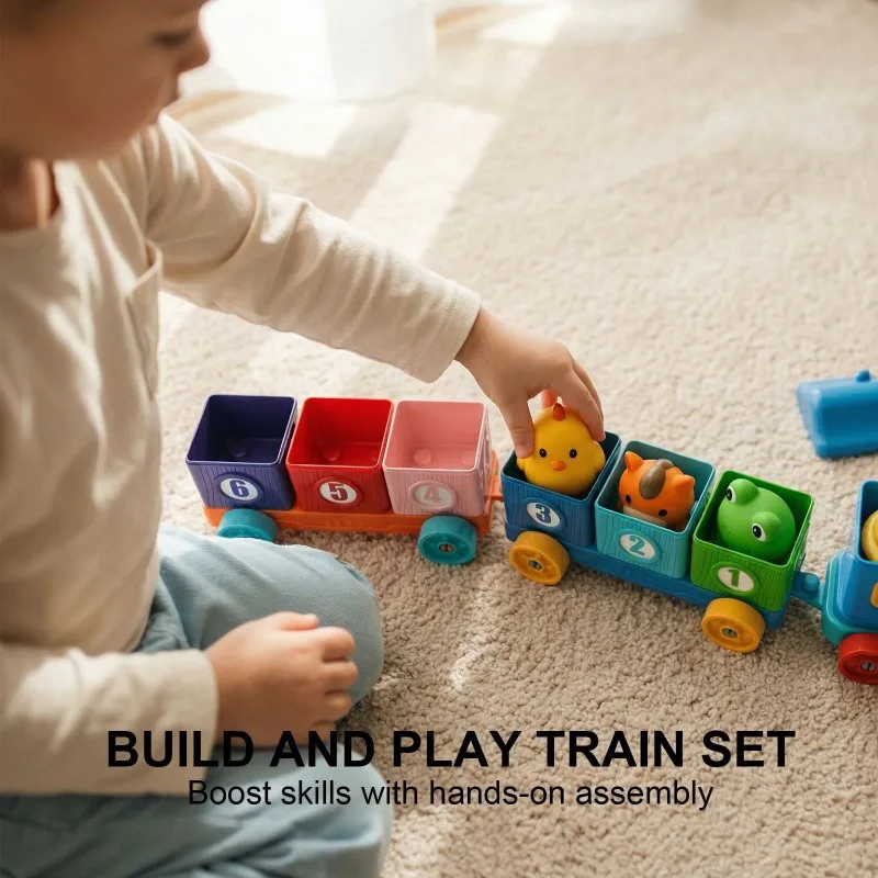 Children's Digital Animal Train Baby Early Education Cognitive Finger Doll Assembling Puzzle Pairing Toy