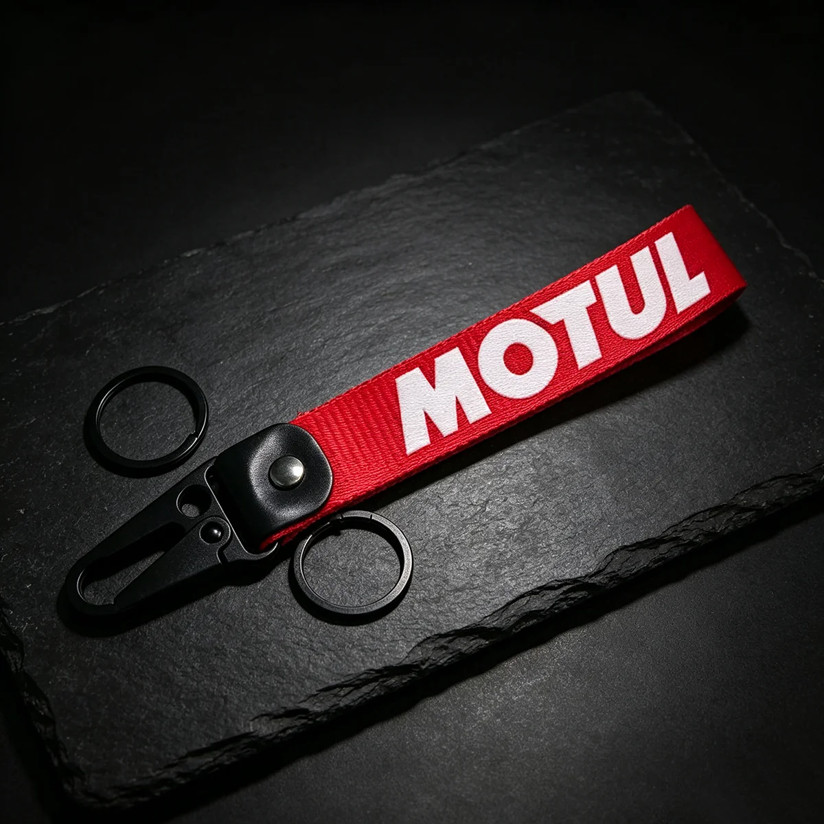 Image of Motul Schlüsselanhänger aus Geschmiedetem Metall auf Leder Motorrad-Schlüsselanhänger für Yamaha Suzuki Honda Kawasaki KTM