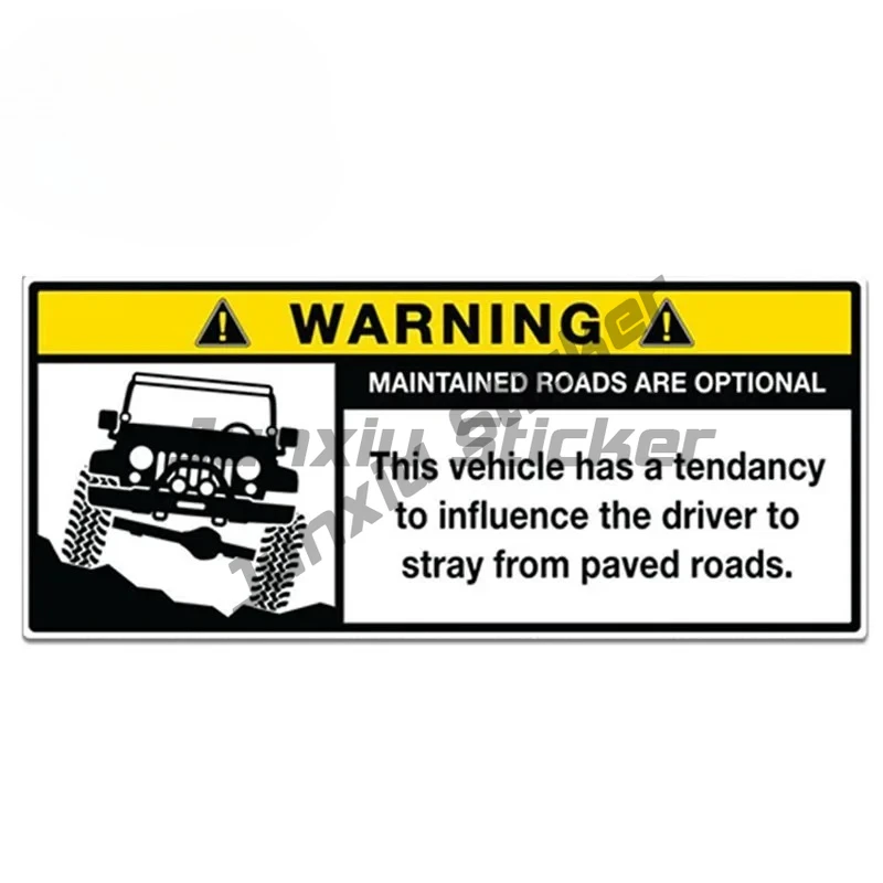 

Warning Roads Option Decal Window Trunk Bumper Decal Funny Offroad Car Sticker Waterproof