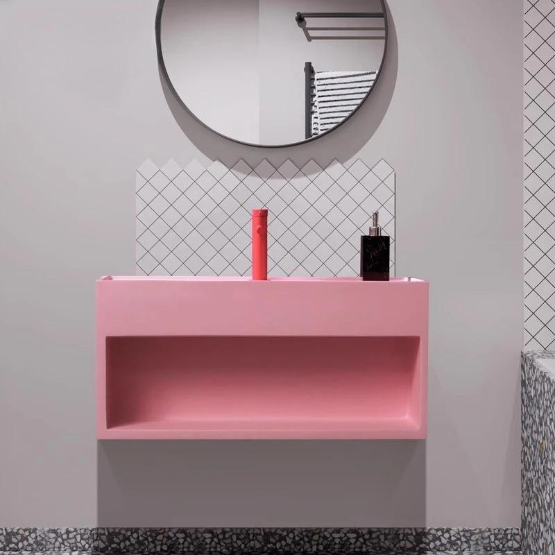 Minimalist style niche extremely narrow small apartment light luxury hand wash face basin