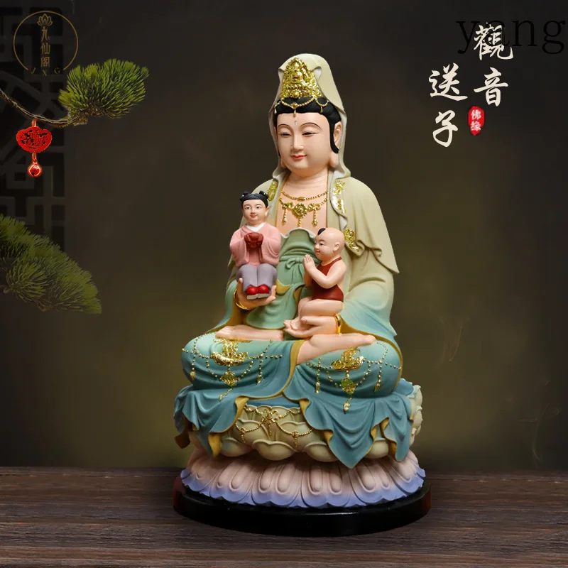 LMM,Guanyin Bodhisattva Buddha statue resin home worship household idol ornament