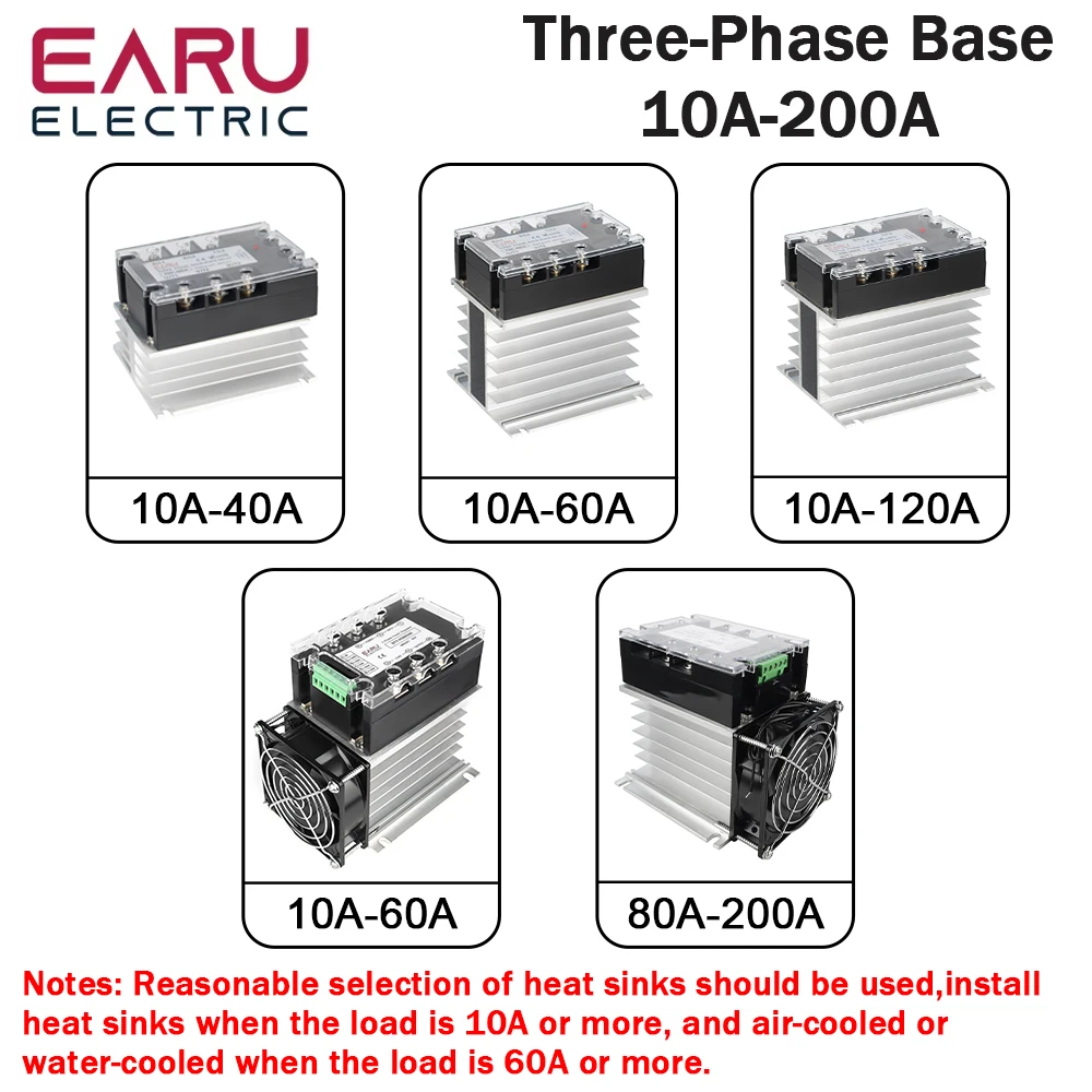 1Pcs 10A-200A New Single Phase Three Phase Solid State Relay Module Heat Sink SSR DA AA DD Aluminum Fins Radiator Din Rail Mount