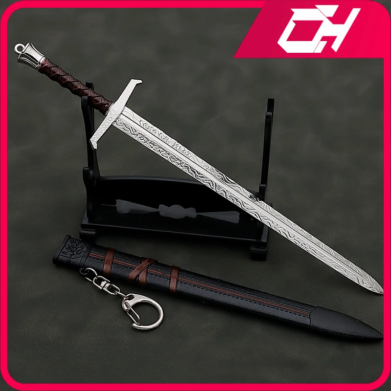 22cm król Arthur Pendragon średniowieczny Excalibur metalowy miecz Katana nieodcięte ostrze akcesoria do modeli breloki rzemiosło prezenty zabawki chłopcy