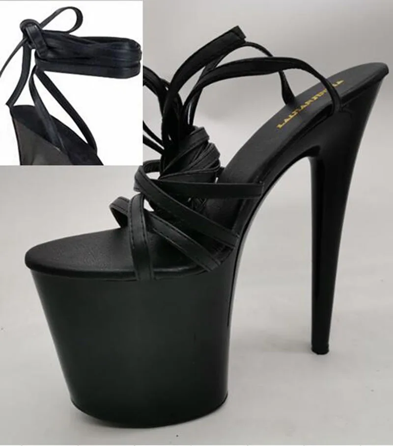 

LAIJIANJINXIA New 20CM/8inches PU Upper Model Sexy Exotic High Heel Platform Party Women Sandals Pole Dance Shoes E080