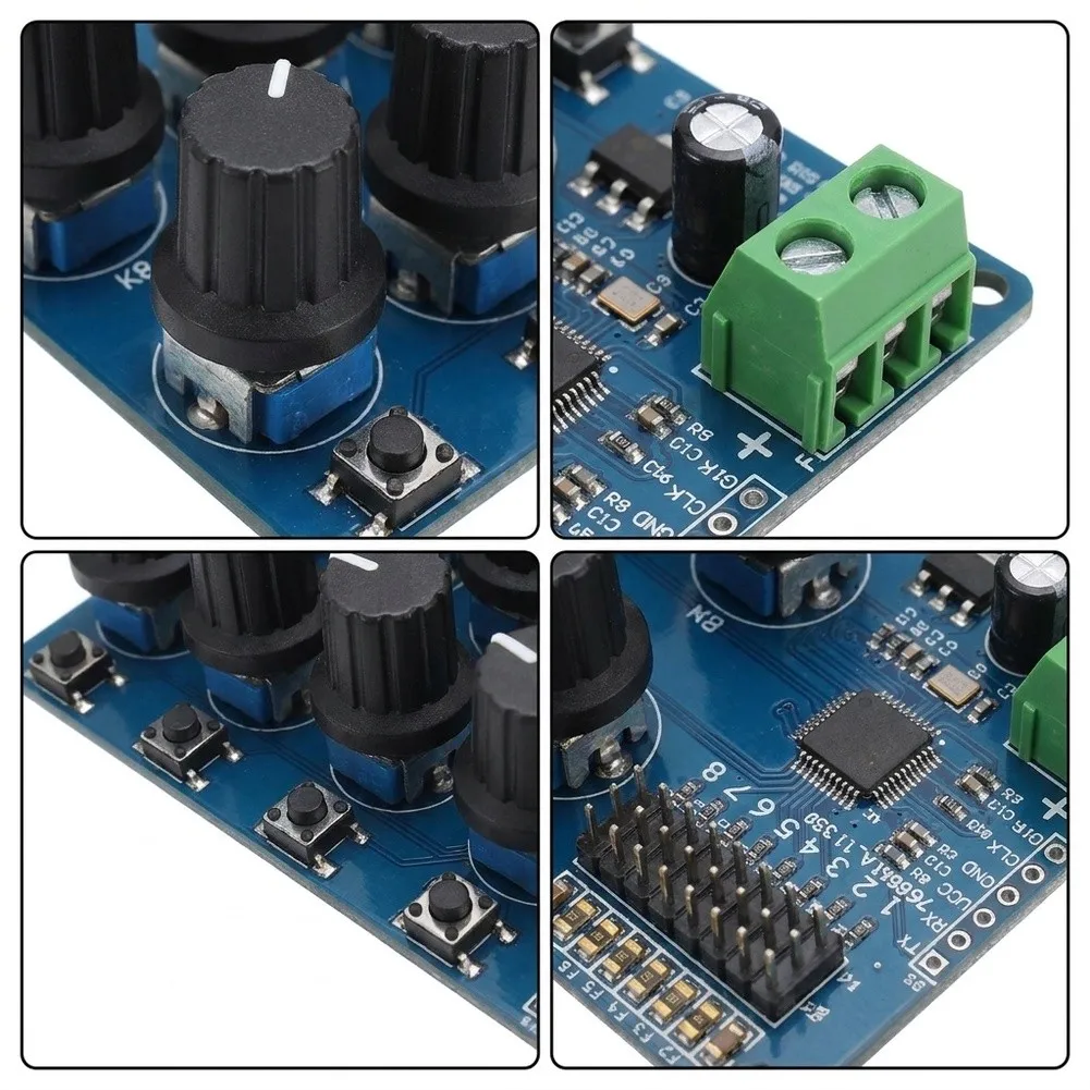 8 Channel Control Board for Prototyping For Robotics Systems 0.09 Degree Accuracy Manual Knobs Blue PCB 10x6x2cm