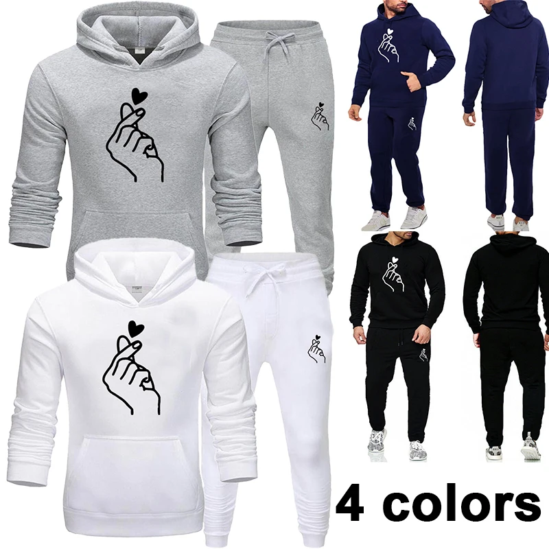 2023 moda uomo felpa con cappuccio pantaloni 2 pezzi/set felpa con cappuccio Fitness da uomo Top pantaloni da Jogging Set di abbigliamento sportivo