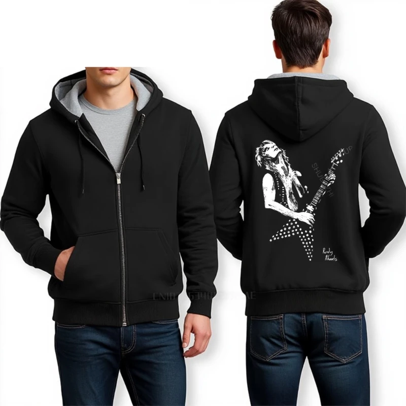 القطن العديد من الألوان معطف الرجال الاحترار هوديي راندي رودز الغيتار تحية أكبر حجم أوم العلامة التجارية مضحك طباعة عادية