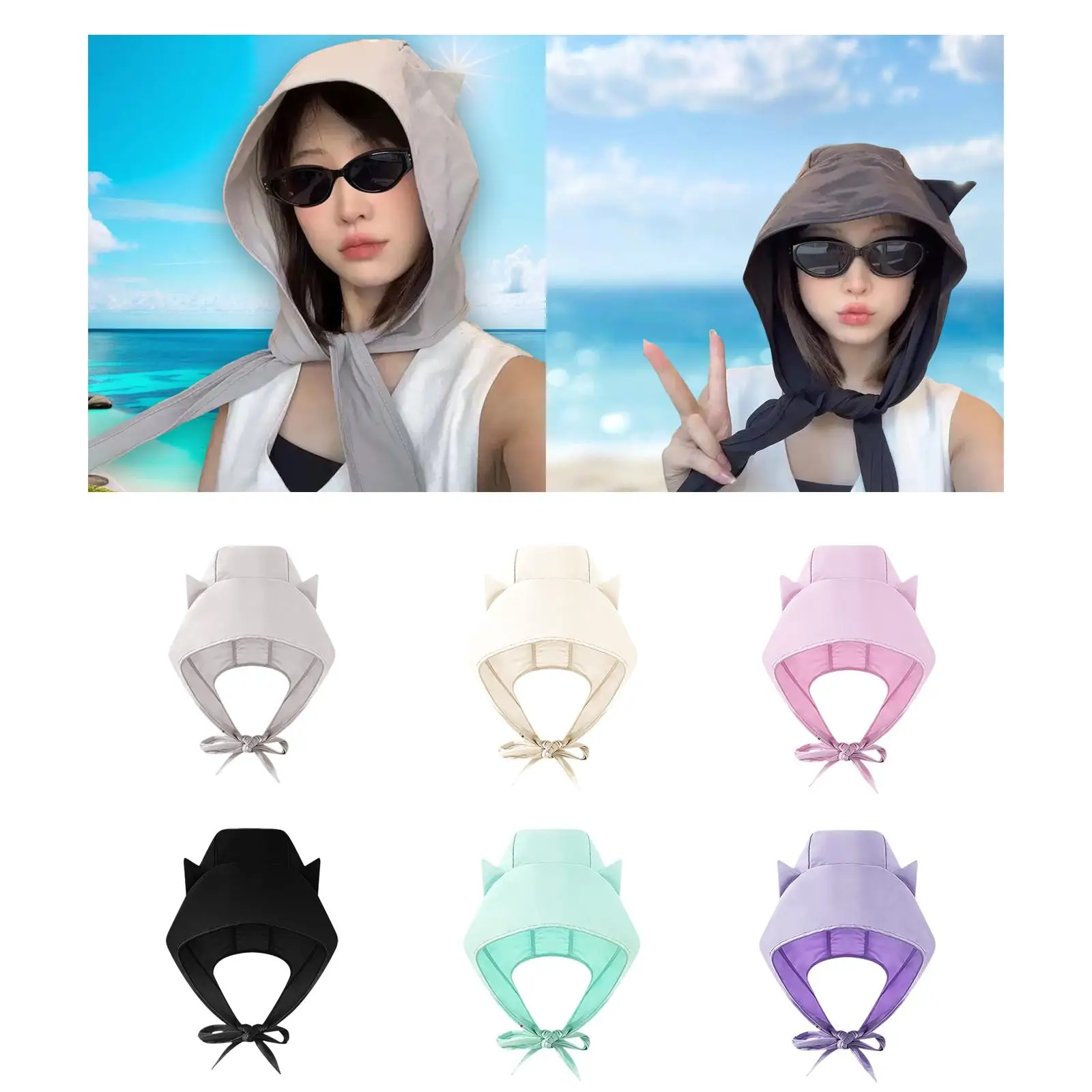 Women Sun Hat Foldable Casual Soft Cartoon Portable Wide Brim Breathable Bandana for Fishing Beach Camping Travel Summer