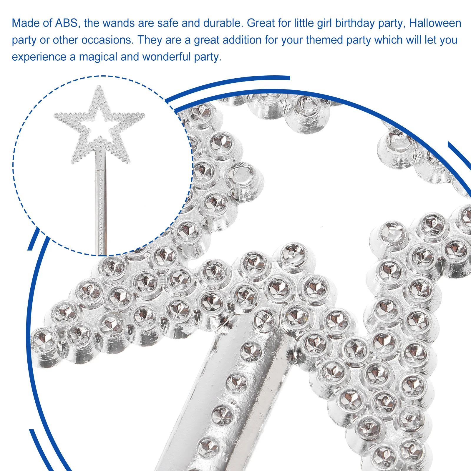 

1 шт., блестящая палочка из АБС-пластика в форме звезды для маленького дня рождения, Хэллоуина, тематического мероприятия, серебряные пластиковые палочки