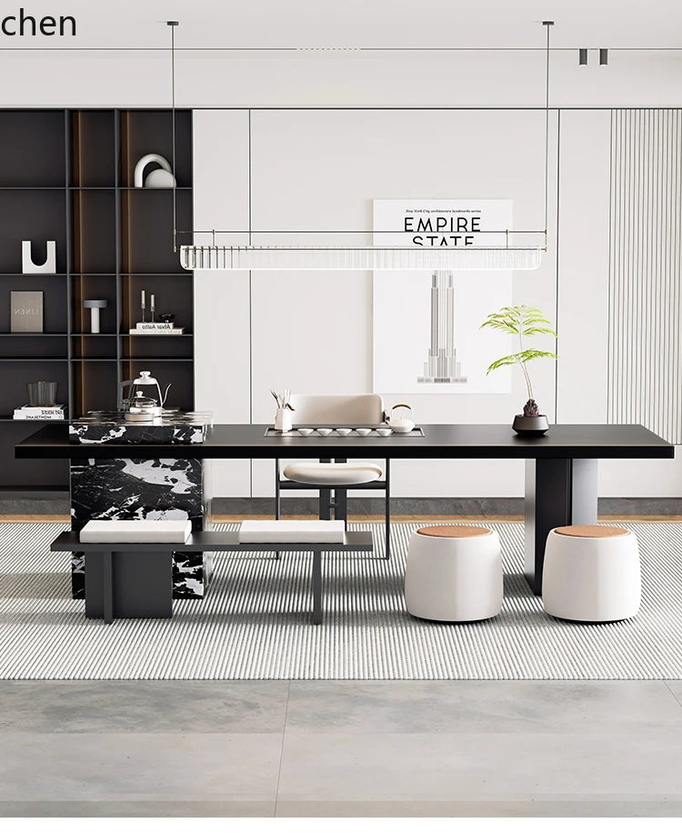 a2 Solid Wood Large Board Tea Table and Chair Set Island Office Tea Table Living Room Home Use