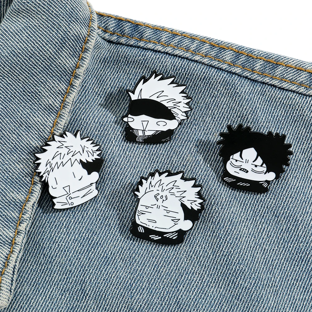 

4 Pcs Cartoon Character Brooch Y2K Laughing Boy Enamel Pin Metal Badge Jewelry Backpack Clothing Accessories Festival Gift